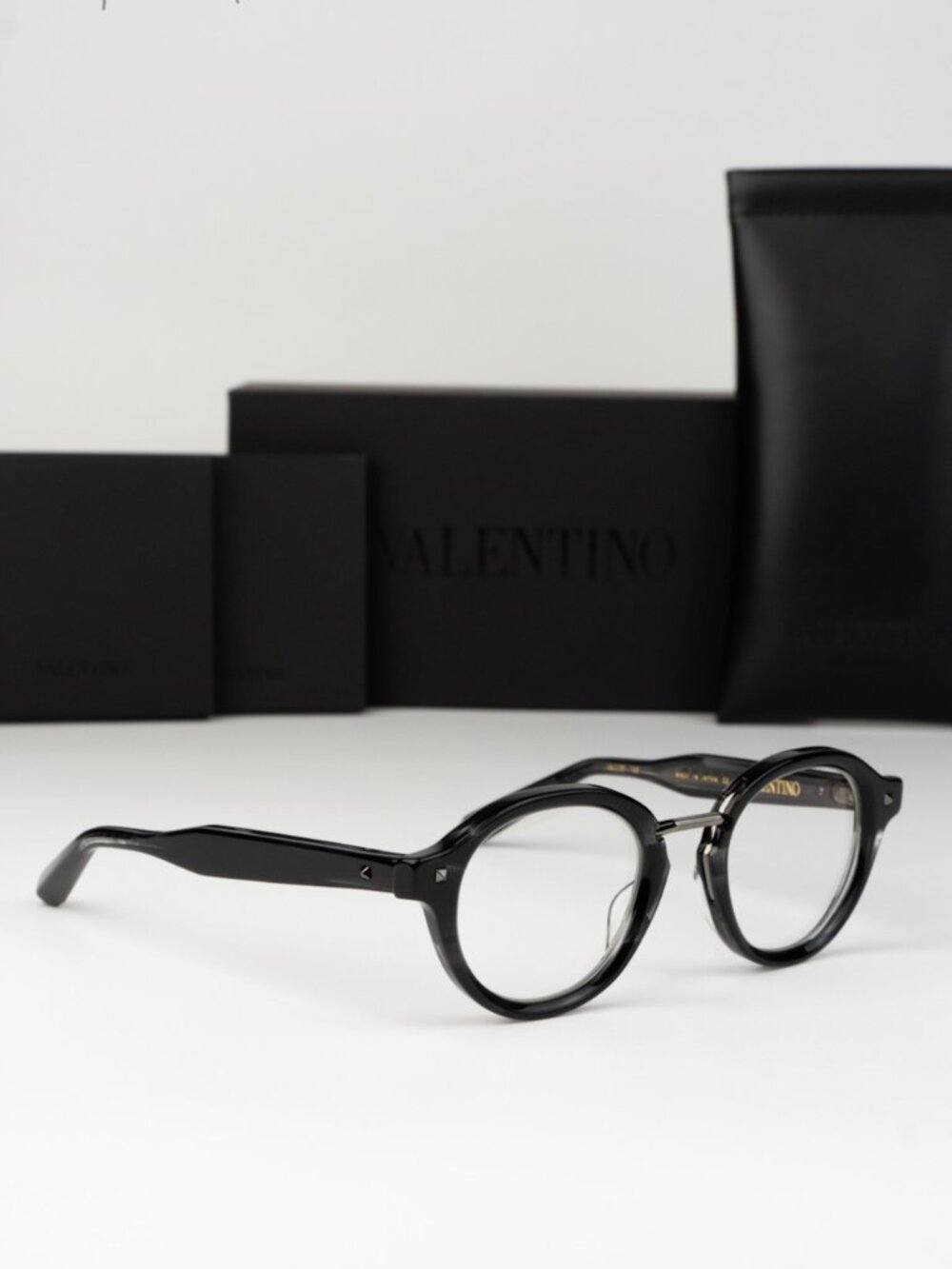 Valentino Women Eyeglasses Black Grey Transparent Round V-ESSENTIAL-IV VLX-132
